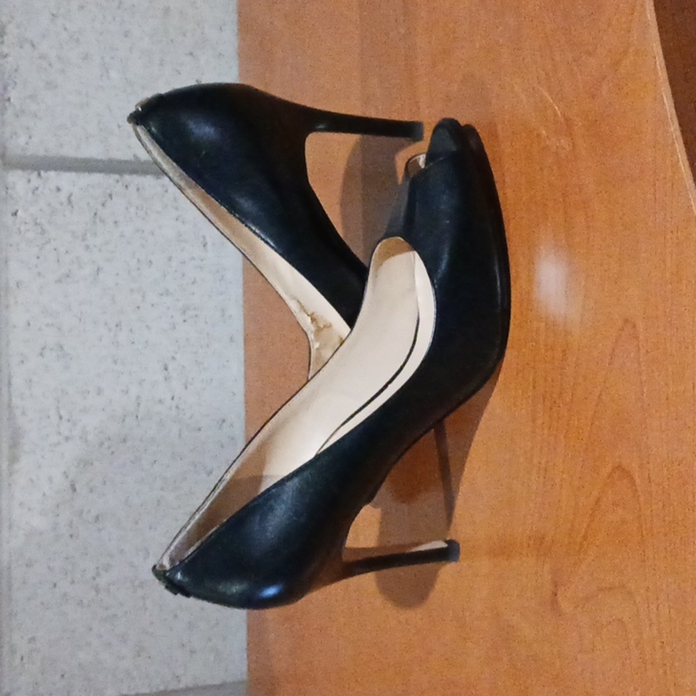 Ivanka Trump Black Peep Toe Heels Womens Size 9M B5